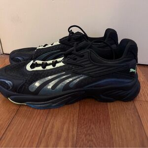 Puma Black Athletic Sneakers with Mint and Blue Accents